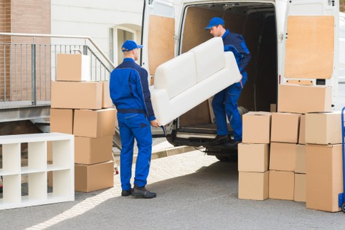 Satisfied customer with van during urban move